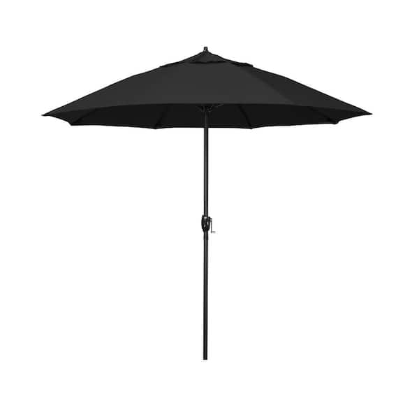 California Umbrella 7.5 ft. Bronze Aluminum Market Patio Umbrella with Fiberglass Ribs and Auto Tilt in Black Sunbrella