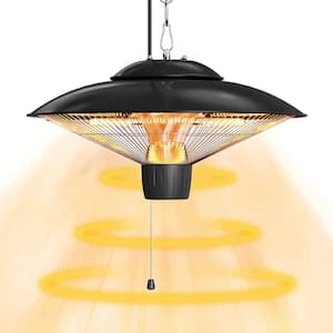 1500-Watt Infrared Electric Outdoor Hanging Heater Ceiling-mounted Electric Terrace Heater with 2 Modes Power, Black