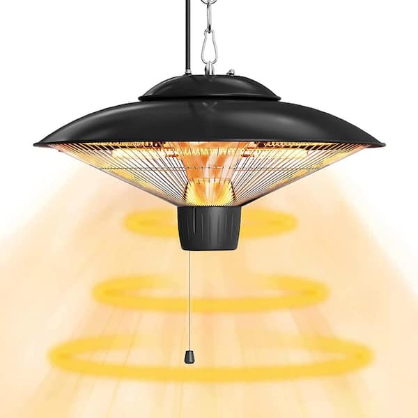 FUFU&GAGA 1500-Watt Electric Infrared Outdoor Hanging Heater Ceiling-Mounted Electric Terrace Heater with 2 Modes Power, Black