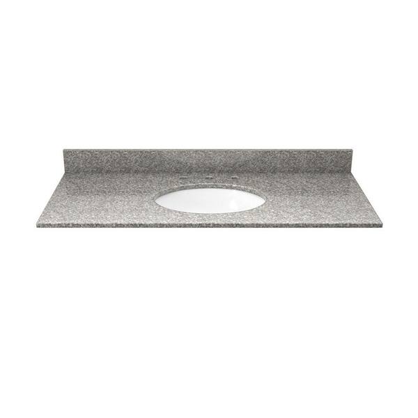 Solieque 37 in. Granite Vanity Top in Burlywood with White Basin