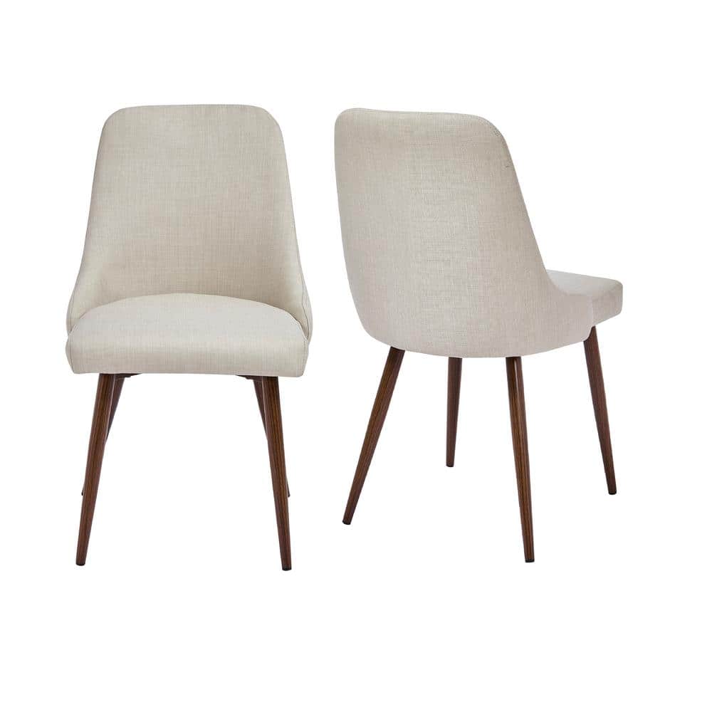 Oslo Beige/Wooden Metal Printing Polyester Upholstery Dining Chair (Set of 