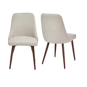 Oslo Beige/Wooden Metal Printing Polyester Upholstery Dining Chair (Set of 2)
