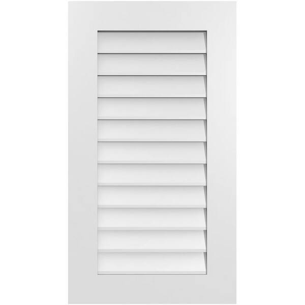 Ekena Millwork 20 in. x 36 in. Vertical Surface Mount PVC Gable Vent: Decorative with Standard Frame