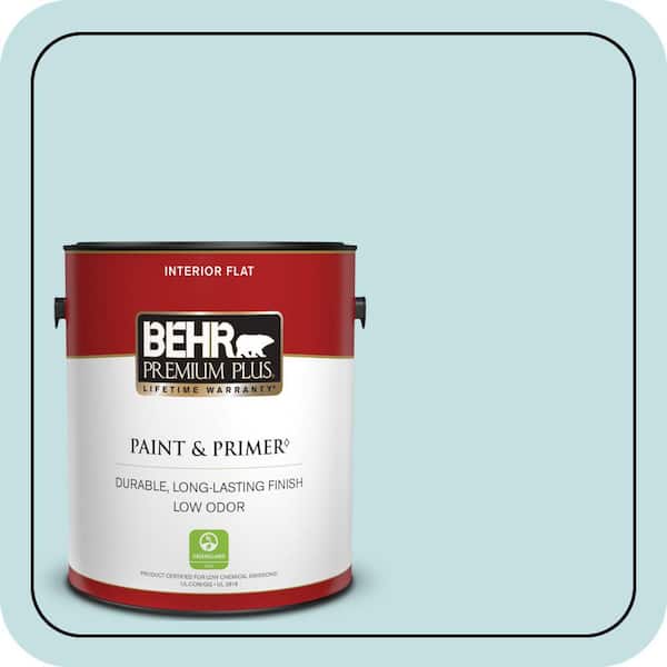 BEHR PREMIUM PLUS 1 gal. #T17-04 Peek a Blue Flat Low Odor Interior Paint & Primer