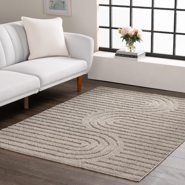 Oathil Light Frost Gray 9 ft. x 12 ft. Geometric Area Rug