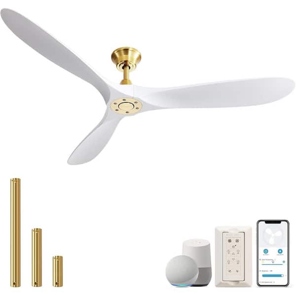 60 in. Indoor/Outdoor Smart Gold Ceiling Fan without Light for Bedroom or Living Room
