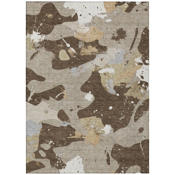 Chantille Machine Washable Indoor/Outdoor Abstract ACN3058 Chocolate 8 ft. x 10 ft. Area Rug