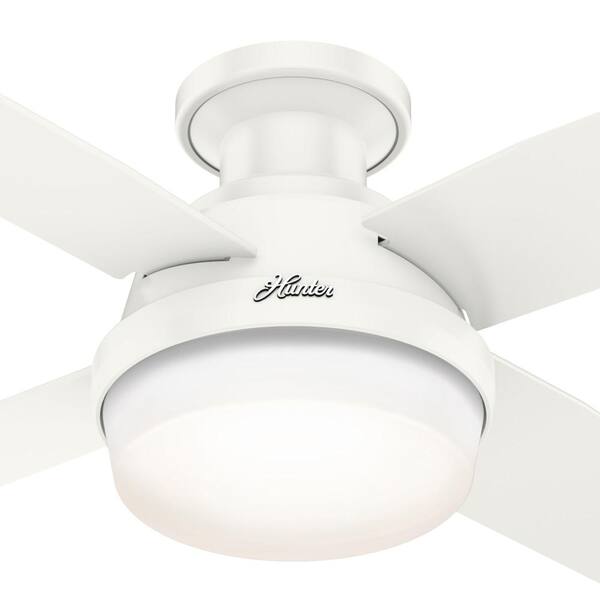 Hunter Dempsey 44 In Indoor Outdoor Fresh White Led Low Profile Ceiling Fan With Light Kit And Remote Control 50399 The Home Depot - Hunter Outdoor Low Profile Ceiling Fan With Light
