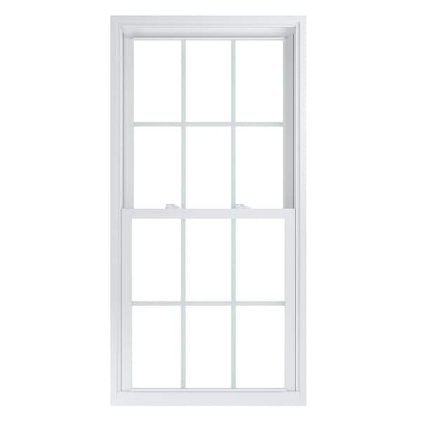 American Craftsman 30.25 in. x 60.25 in. 70 Pro Series Low-E2 Argon PS Glass Double Hung White Vinyl Repl Window with Grids, Screen Incl