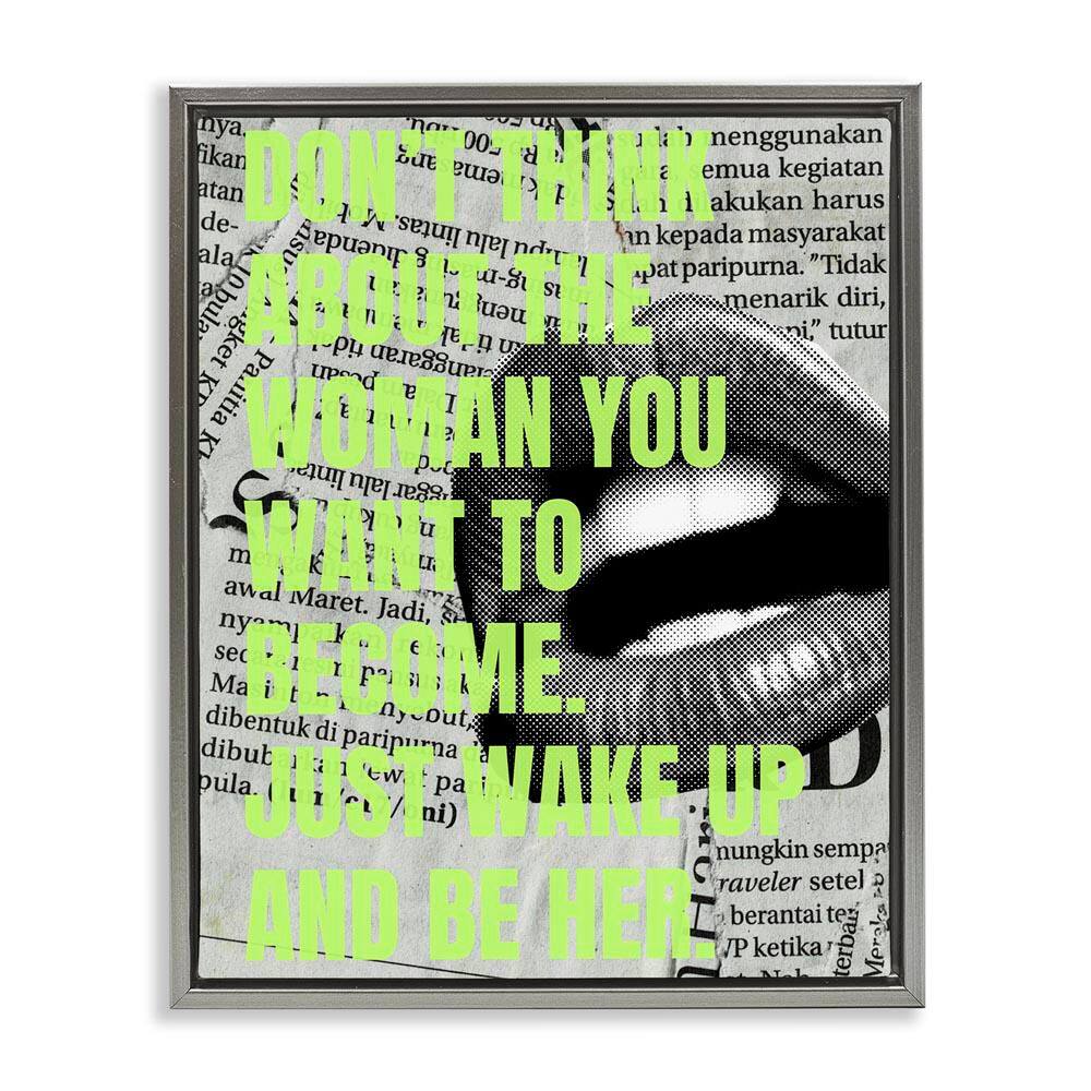 Wake Up and Be Her Inspiring by House of Lulu Gray Floater Frame People Graphic Art Print 31 in. x 25 in. price history on PriceWatchPro