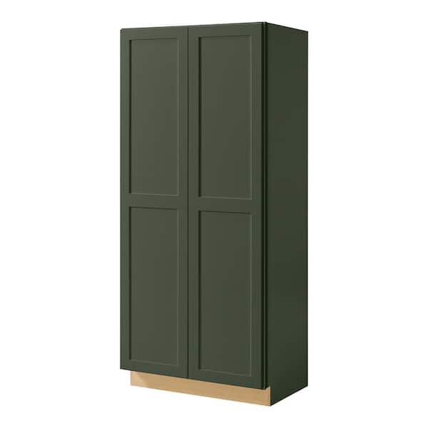 Avondale 36 in. W x 84 in. H x 24 in. D Ready To Assemble Plywood Shaker Wide Pantry Cabinet in Fern Green