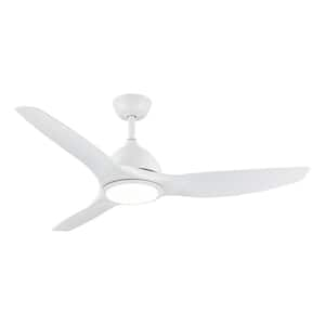 52 in. Integrated LED Indoor Modern Propeller Matte White 3 Blade Ceiling Fan with Light and Remote Control