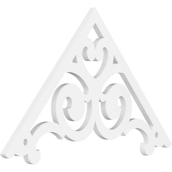 Ekena Millwork 1 in. x 36 in. x 21 in. (14/12) Pitch Hurley Gable Pediment Architectural Grade PVC Moulding