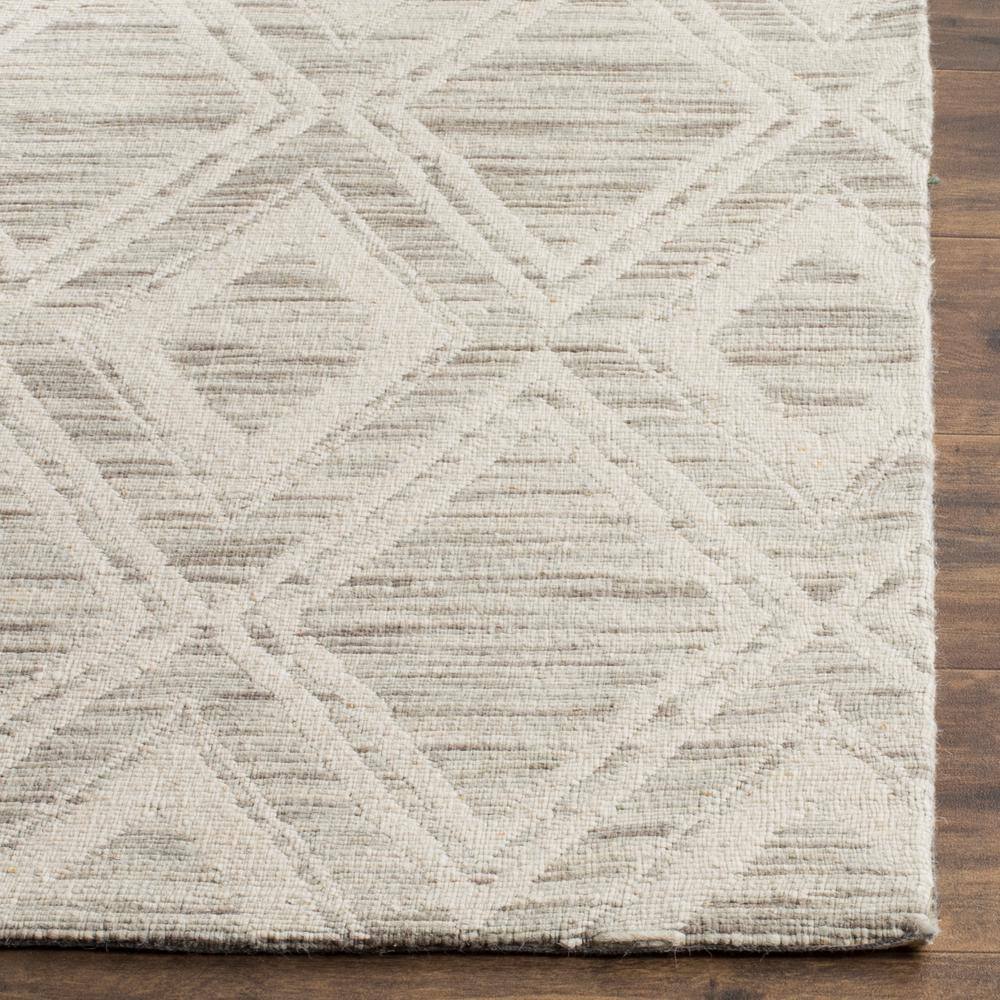 Ivory and Light Brown Geometric Wool Area Rug, 10' x 14'