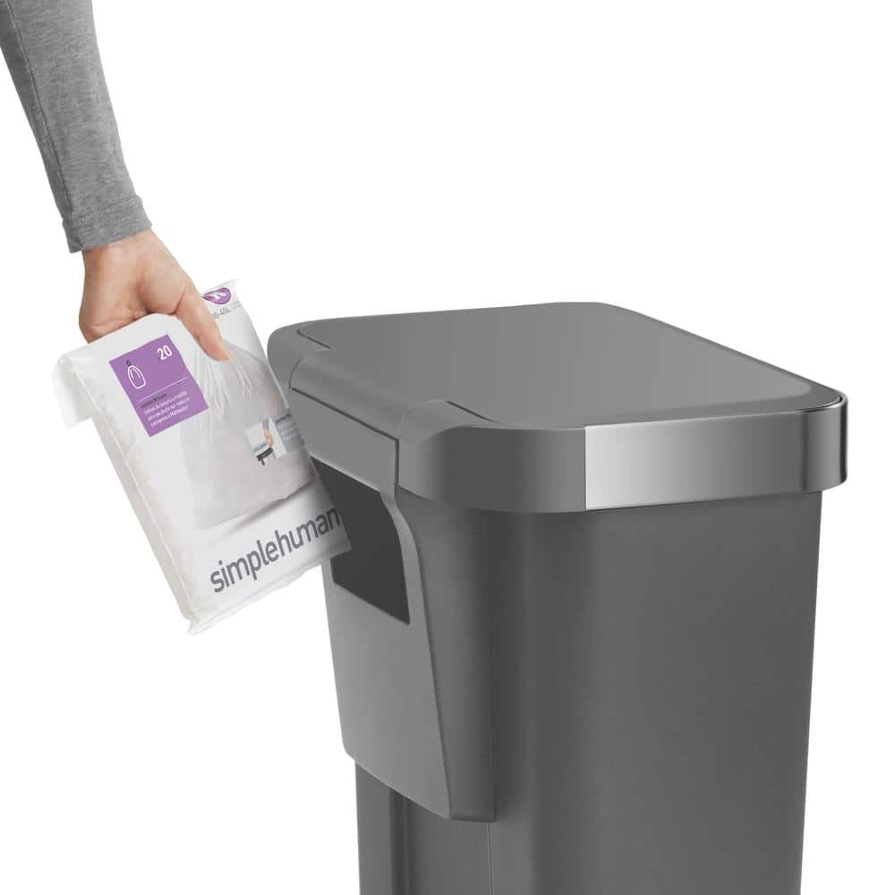 Gray Plastic Rectangular Step Trash Can with Silent Lid