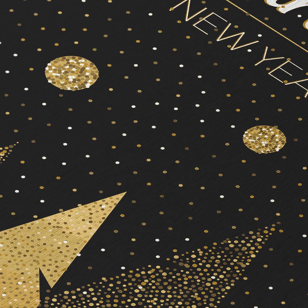 Black and Gold Abstract Christmas Tree Washable Rug 5' x 7'