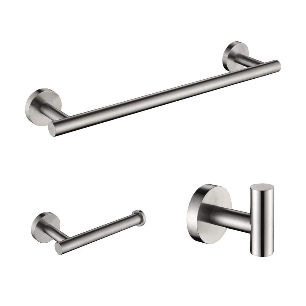 3-Pieces Bath Hardware Set with Towel Bar, Toilet Paper Holder, Robe Towel Hook in Brushed Nickel price history on PriceWatchPro