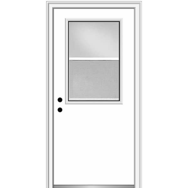 MMI DOOR 34 in. x 80 in. Classic Right-Hand Inswing 1/2-Lite Clear Vented Primed Steel Prehung Front Door on 6-9/16 in. Frame