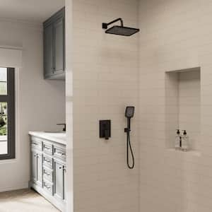 ClassicRain Single Handle 4-Spray Wall Mount 12 in. Tub and Shower Faucet 2.5G PM in Matte Black Valve Included