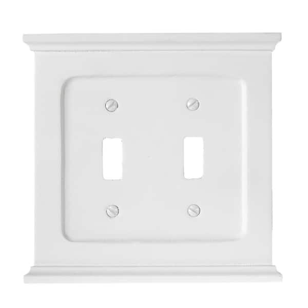 AMERELLE Mantel 2 Gang Toggle Wood Wall Plate - White