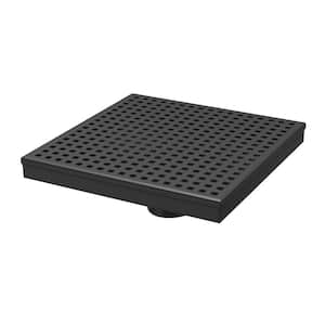 8 in. x 8 in. Matte Black Shower Drain with Square Pattern Drain Cover