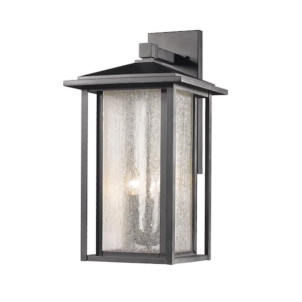 Unbranded Aspen Black Outdoor Hardwired Lantern Wall Sconce with No Bulbs Included