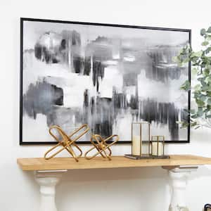 1-Panel Framed Abstract Shadow Movement Wall Art Print with Black Frame 60 in. x 40 in.