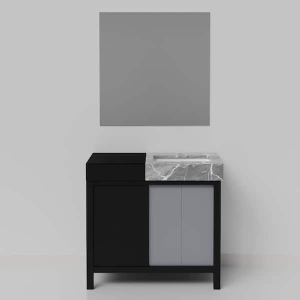 Lexora Zilara 36 in W x 22 in D Black and Grey Bath Vanity, Castle