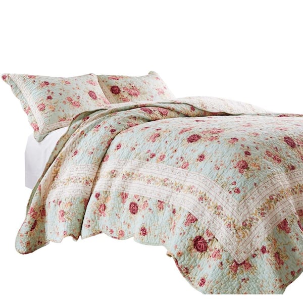 Benjara 2-Piece Multicolor Solid Twin Size Microfiber Quilt Set