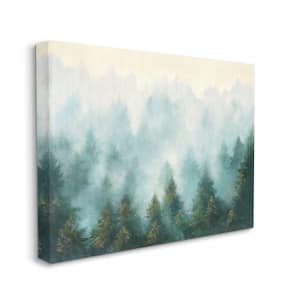 "Abstract Pine Forest with Mist Green Painting" by Julia Purinton Unframed Nature Canvas Wall Art Print 36 in. x 48 in.