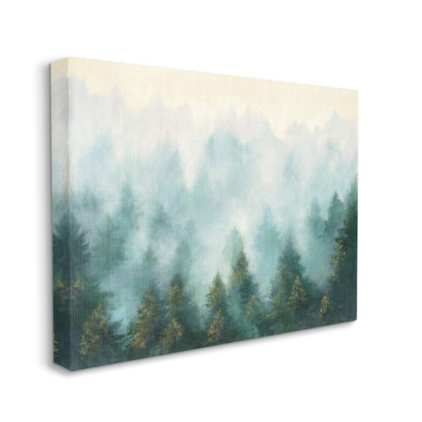 Stupell Industries "Abstract Pine Forest with Mist Green Painting" by Julia Purinton Unframed Nature Canvas Wall Art Print 36 in. x 48 in.