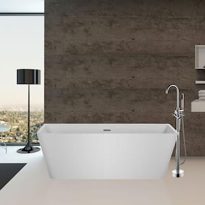 Empava 67 In. Acrylic Freestanding Bathtub Flatbottom Stand Alone Tub ...