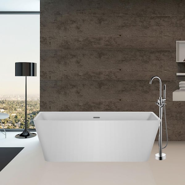 Empava 67 In. Acrylic Flatbottom Not Whirlpool Freestanding Bathtub ...