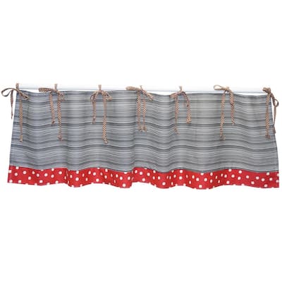 Black and White Stripe Low Light Filtering Pirates Cove Cotton Straight Window Valance - 55 in. W x 16 in. L