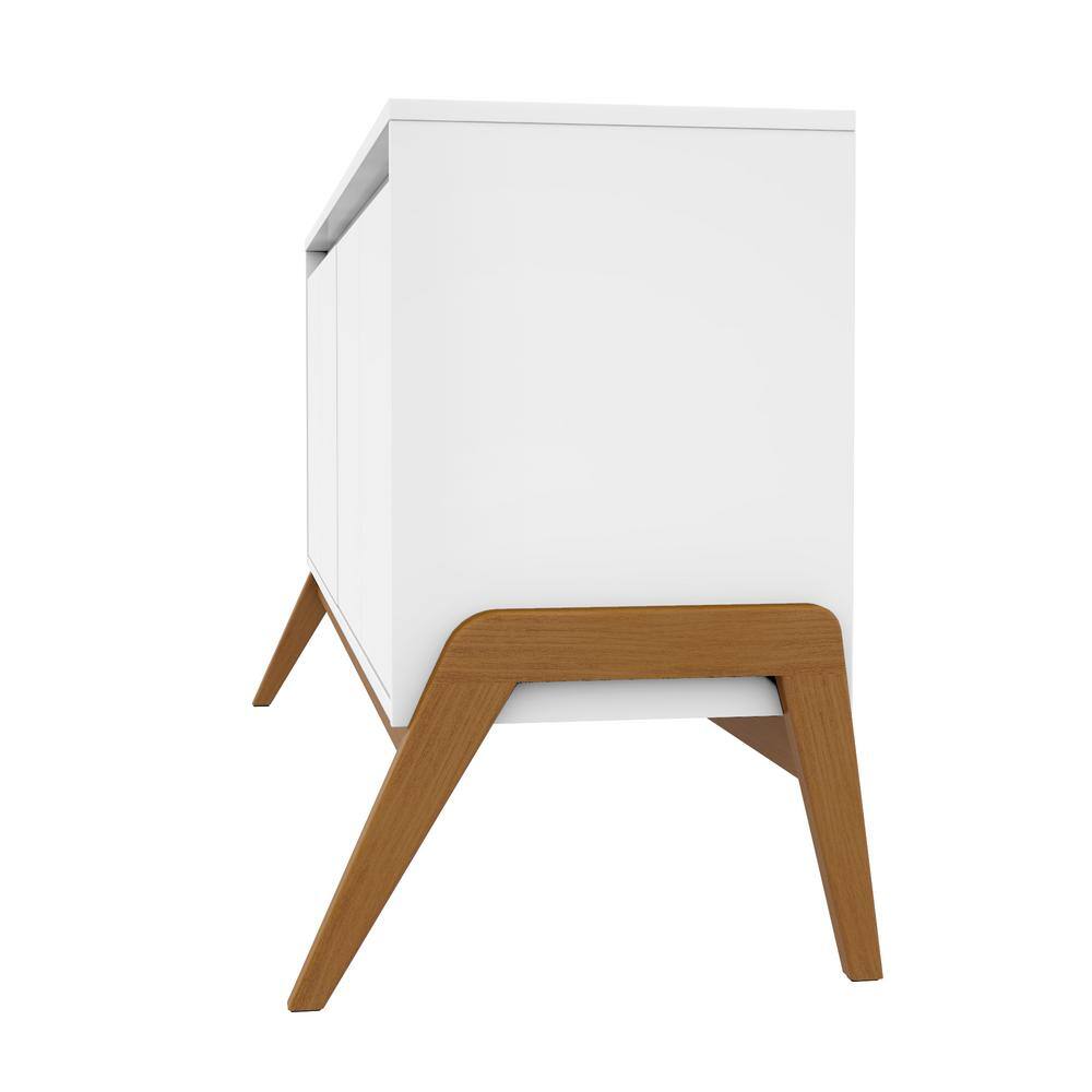 Matte White Eucalyptus Wood Mid-Century Modern Sideboard