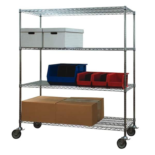 Rubbermaid Freestanding 4-Tier Multipurpose Wire Shelving Unit, Satin