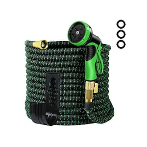 0.5 in. dia. x 25 ft. Light Weight Garden Hose 1-Pack Expandable Flexible Garden Water Hose Spray w/Spray Gun Set Green