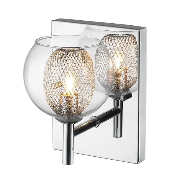 Unbranded 1-Light Chrome LED Integrated Wall Sconce with Chrome Glass and Steel