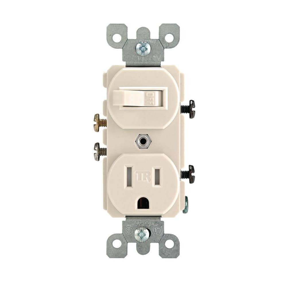 Leviton 15 Amp Tamper-Resistant Combination Switch/Outlet, Light Almond  R56-T5225-0TS The Home Depot
