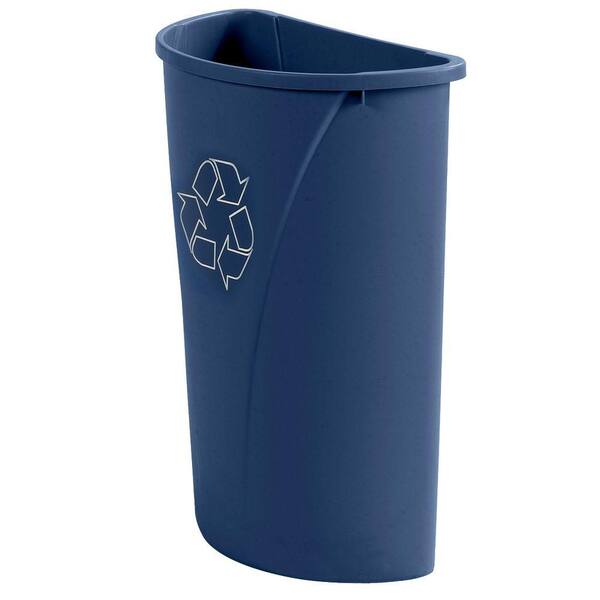 Carlisle 21 Gal. Blue Half Round Trash Can Imprinted with Recycling Logo (Case of 4)