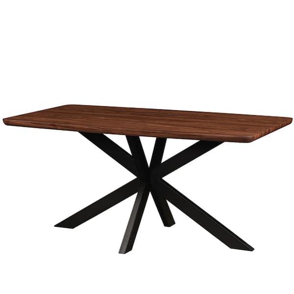 Leisuremod Ravenna Dark Walnut Wood Cross Legs Dining Table Seats 6