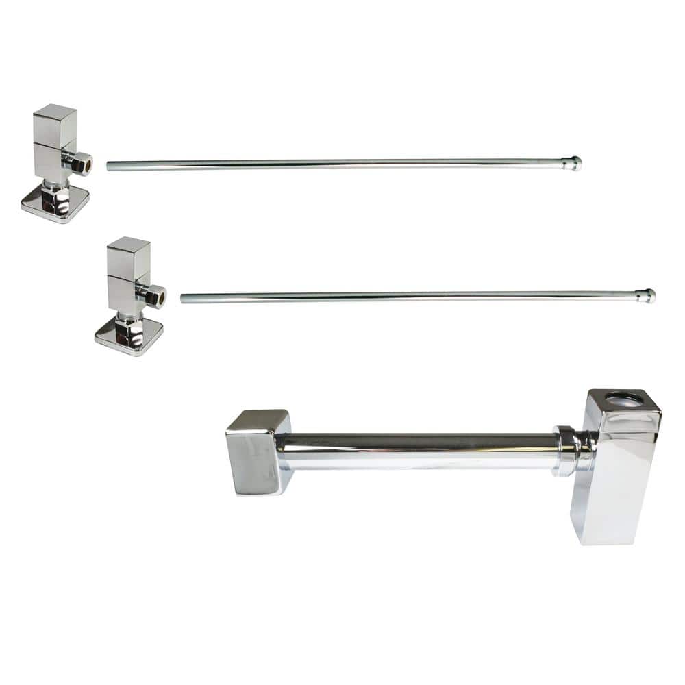 Qubic Trap 1/4-Turn Lavatory Supply Kit with Bull Nose Supply Lines and Square Angle Stop Valves, Polished Brass price history on PriceWatchPro