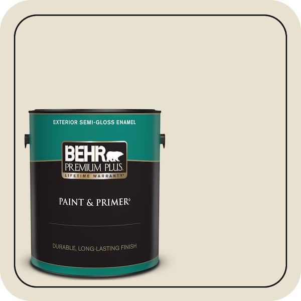 BEHR PREMIUM PLUS 1 gal. #BXC-11 Ibis Semi-Gloss Enamel Exterior Paint & Primer