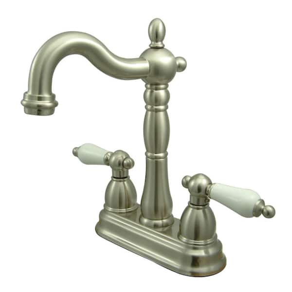 Kingston Brass Victorian 2-Handle Bar Faucet in Brushed Nickel