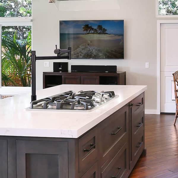 Deck Mounted Pot Filler in Matte Black Modern Style