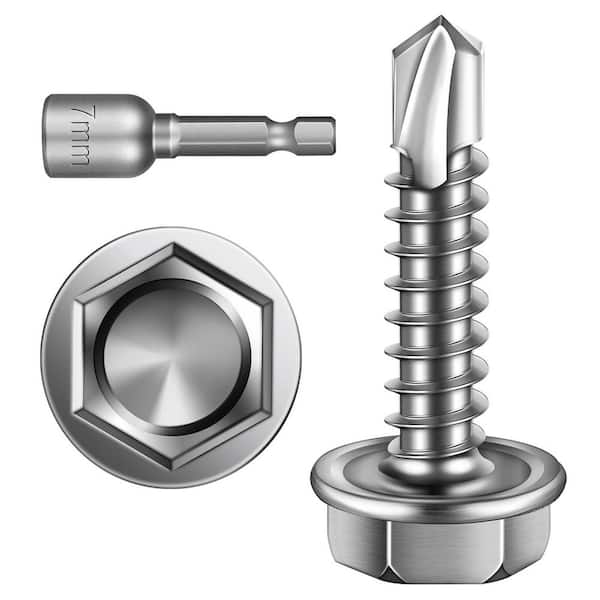 MYWISH #8 x 3/4 in. Stainless Steel Hex Washer Head Self Drilling Sheet Metal Screws (300-Pack)