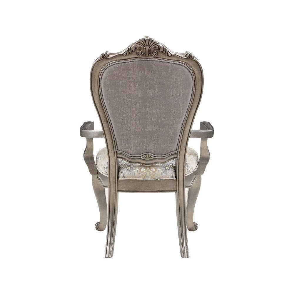 Antique Platinum Velvet Upholstered High Back Side Chair