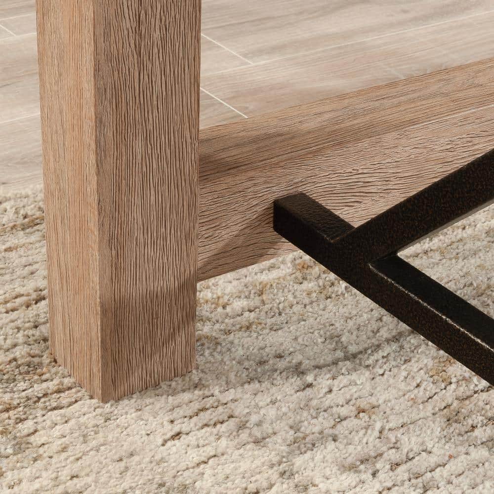 Pebble White and Brushed Oak Executive Desk with Drawer