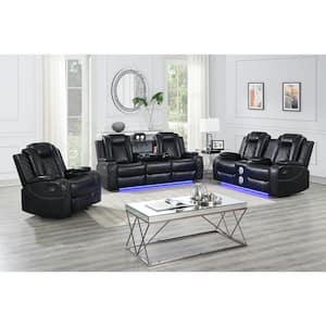 New Classic Furniture Orion 3-piece Black Polyester Fabric Manual Living Room Set
