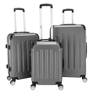 3-Piece Dark Gray Portable Traveling Spinner Luggage Set